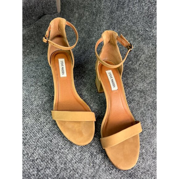 Steve Madden Shoes Women's 9M Tan Block Heels w/Ankle Strap Open Toe - Picture 13 of 14